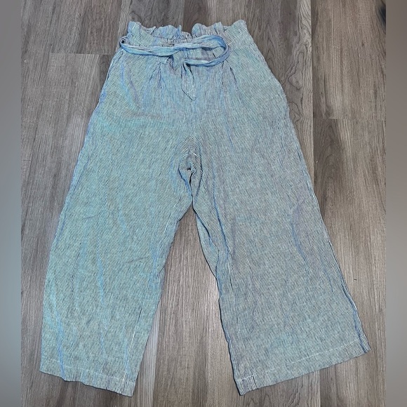 Women's Max Studio Cropped Striped Tie Pants - Picture 2 of 4